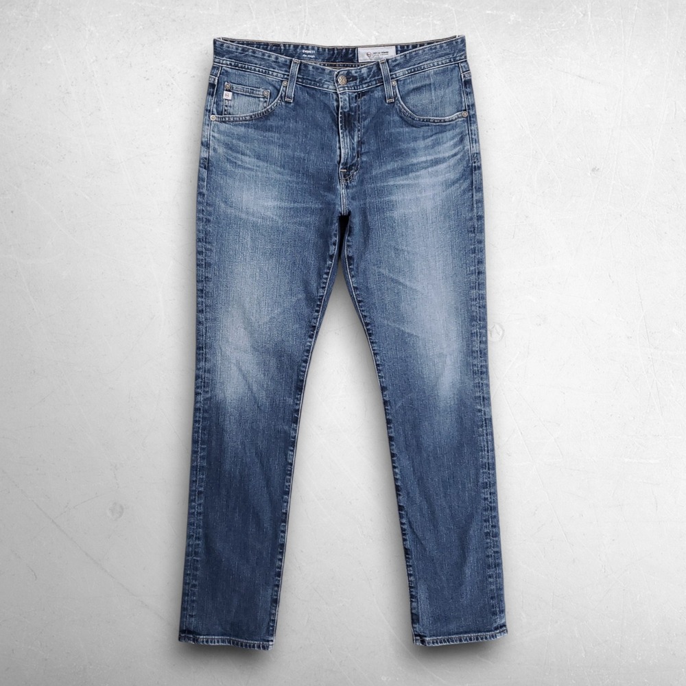 AG Everett Slim Straight Jeans Men 32x33 Blue Y2K Gorpcore Western Designer